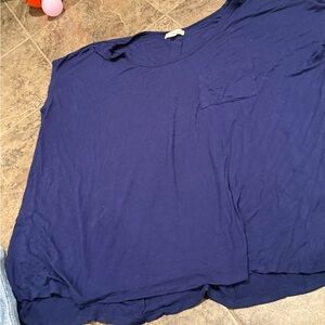 Navy Blue Casual Top with buttons down back